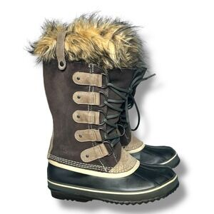 Sorel Joan of Arctic Women's Waterproof Winter Snow Boots Shale Faux Fur Size 8